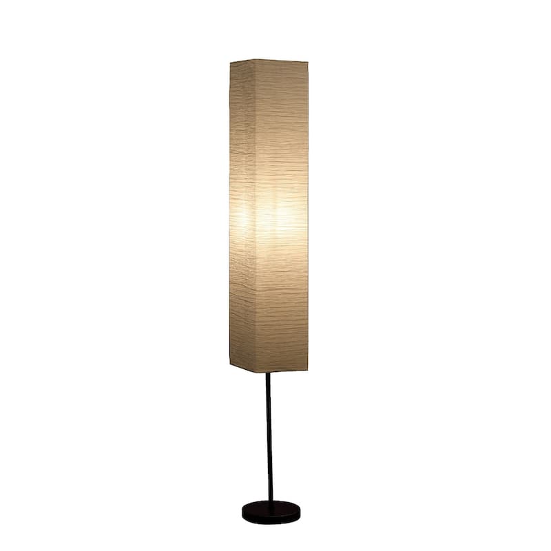 63" Black And Off White Column Floor Lamp With Off White Paper Rectangular Shade - 8" x 8" x 62.5"