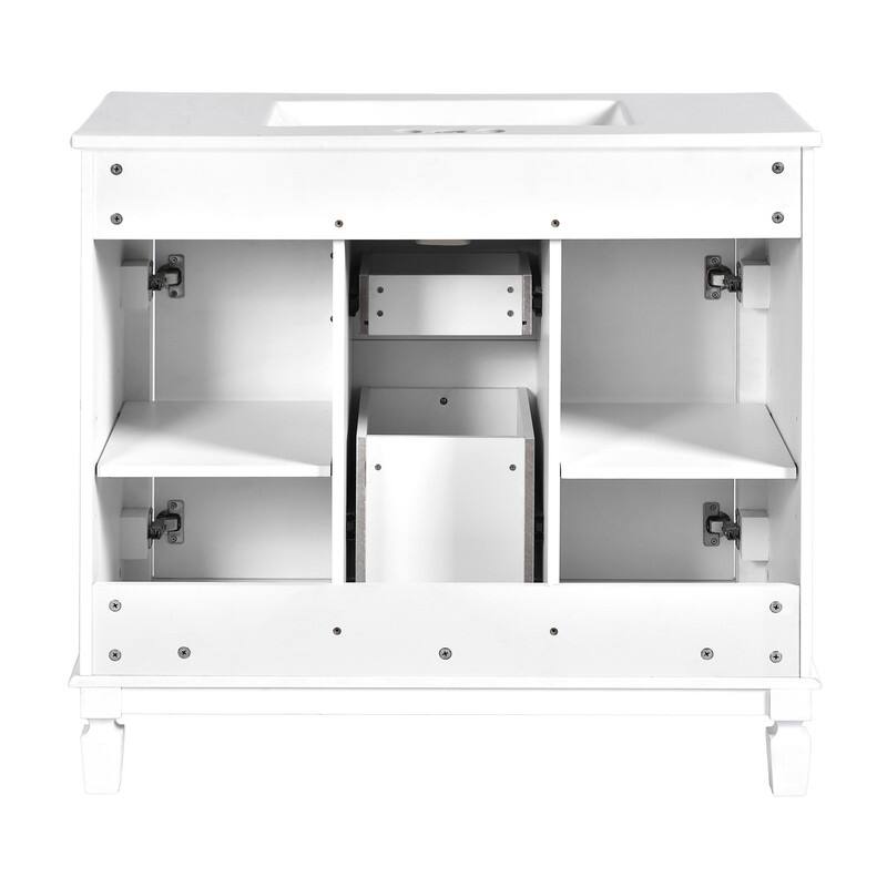 36'' Bathroom Vanity with Top Sink, Modern Bathroom Storage Cabinet with 2 Soft Closing Doors