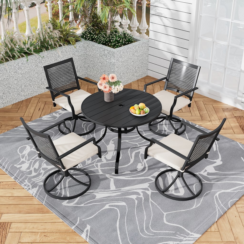 5 Pieces Outdoor Dining Set with Swivel Chairs