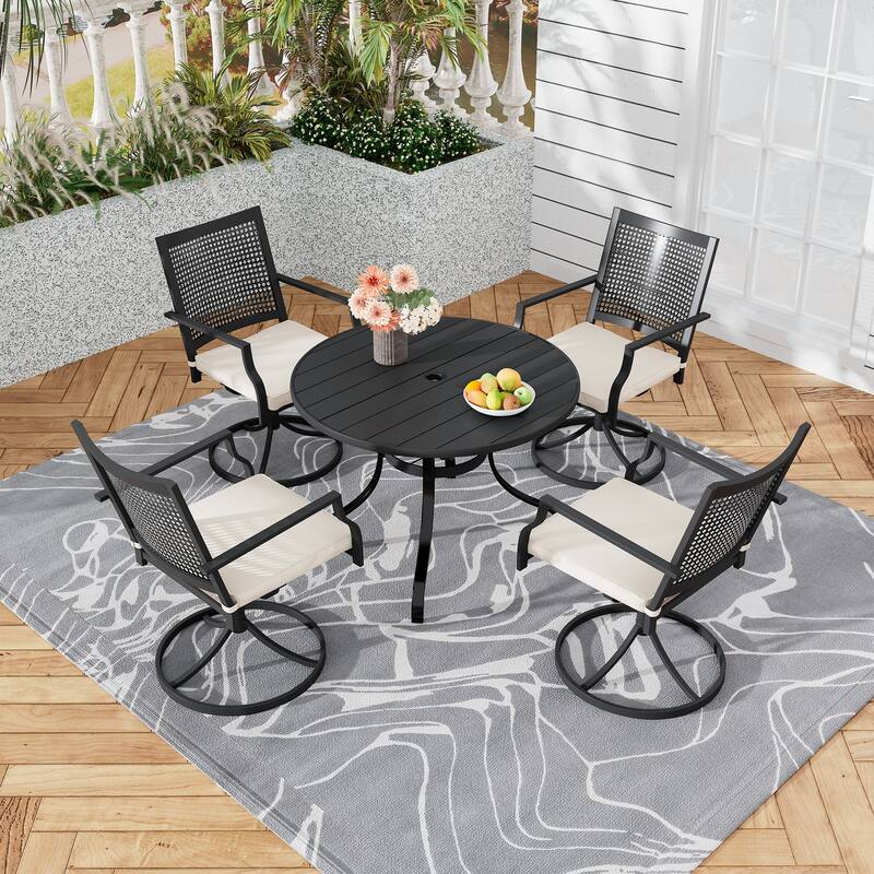 5 Pieces Outdoor Dining Set with Swivel Chairs