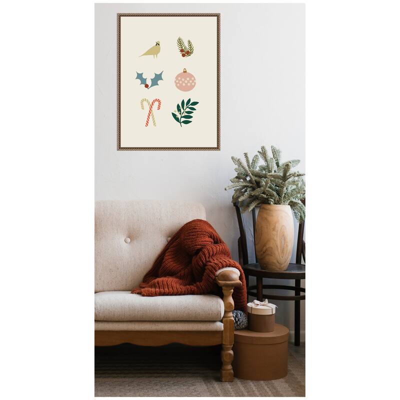 Kate and Laurel Sylvie Beaded Holiday Six Framed Canvas by Hannah Beisang