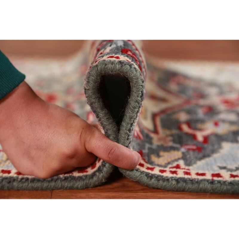 Hand Knotted Oriental 100% Wool Carpet Traditional Medallion Greys & Charcoal Kazak Area Rug - 3' 0'' X 2' 0''