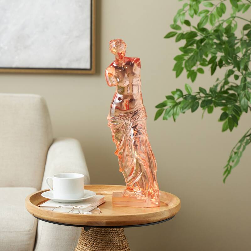 Light Blue, Orange or Green Resin Tinted Woman Decorative Sculpture - Orange