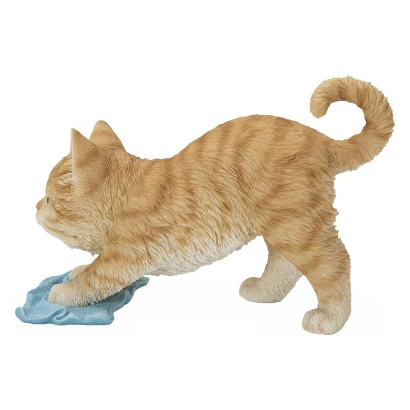 8" Mopping Kitten Outdoor Garden Statue