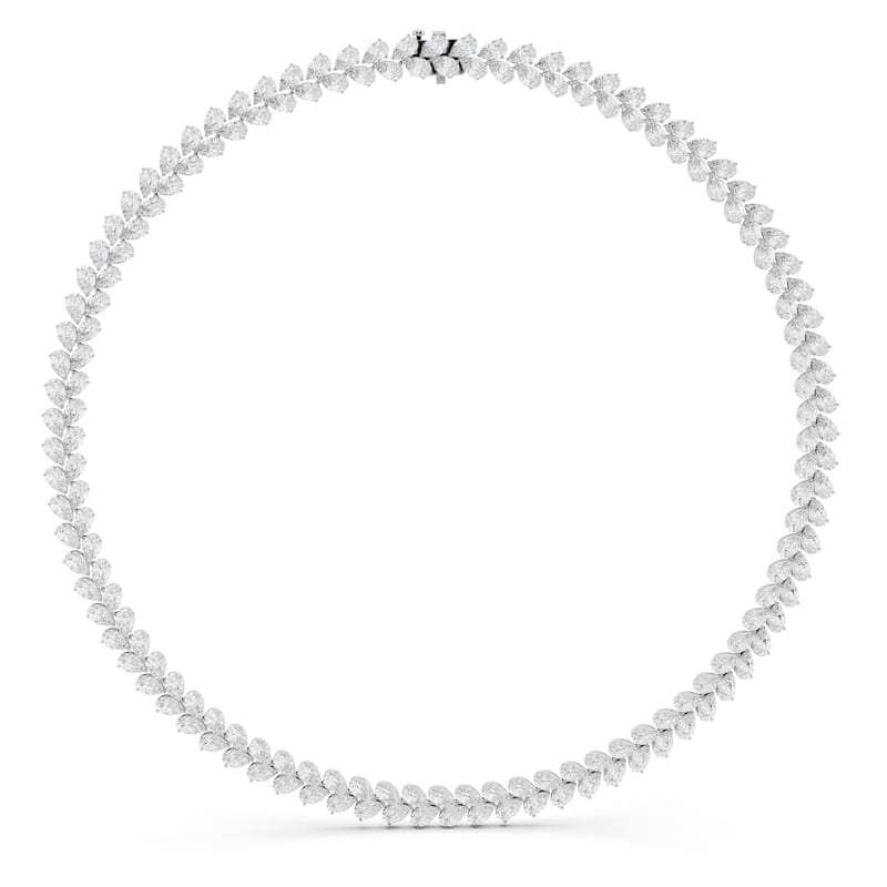 Auriya 14K Gold Lab Grown Pear-shaped Diamond Tennis Necklace 41 ct. tw. (F-G VS) - White