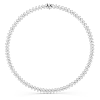 Auriya 14K Gold Lab Grown Pear-shaped Diamond Tennis Necklace 41 ct. tw. (F-G VS)