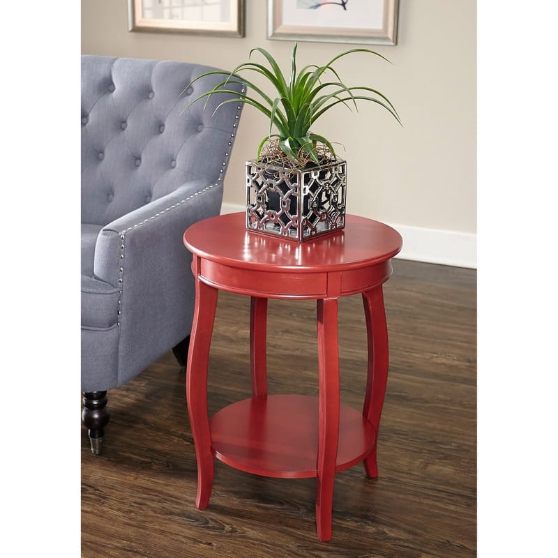 Red Shelf Table Crimson Red Round Table with Shelf - Overstock - 9384648