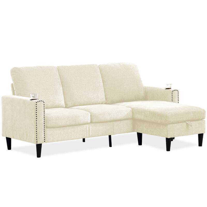 79.13" Chenille L-Shaped Sectional Sofa with Storage Chaise
