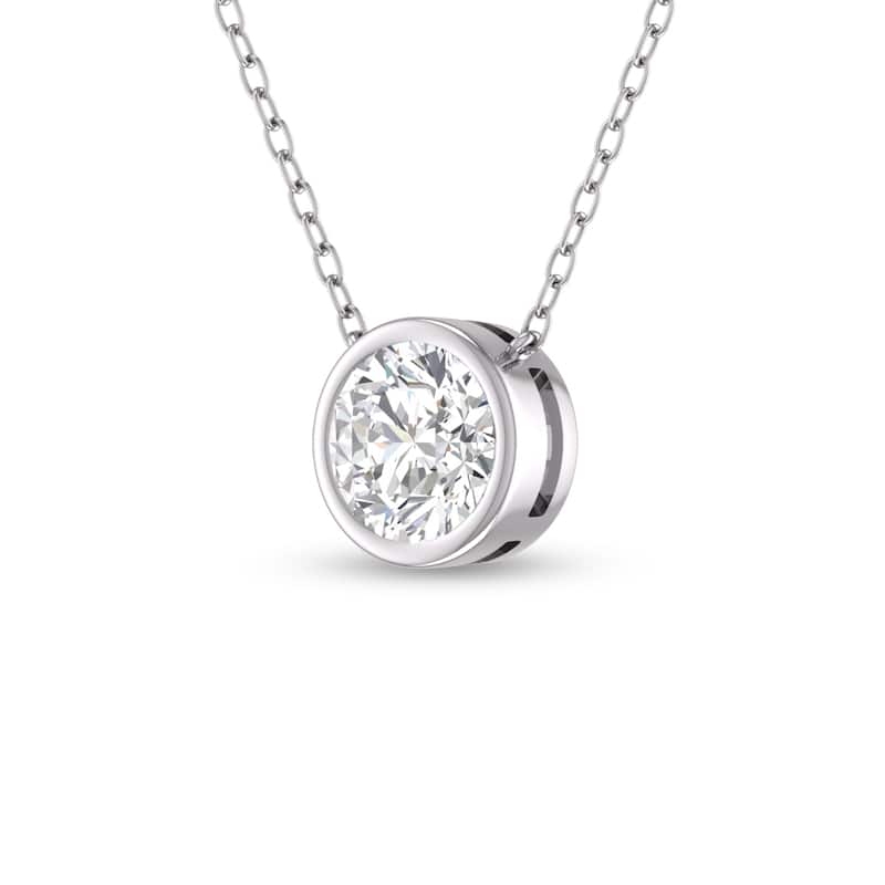 Marquee Lab Grown 1/2 Carat Round Bezel Set Diamond Solitaire Pendant in 14K White Gold