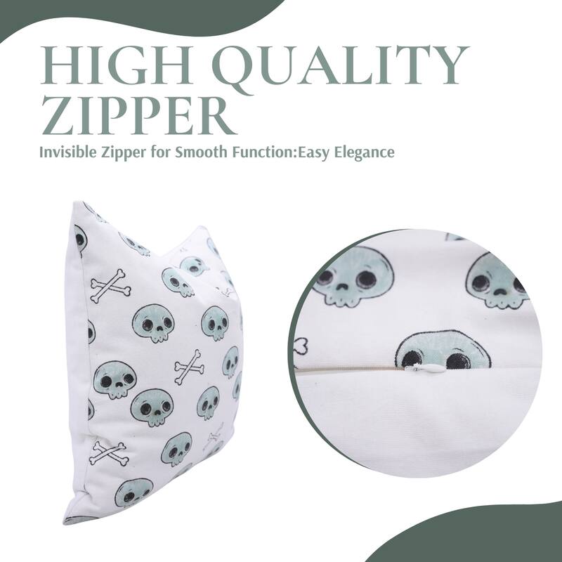 Fabdivine Home Decorative Accent Green Cotton Cushion Case, Skeleton