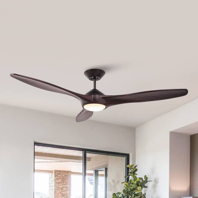 60" Oil Rubbed Bronze Large Ceiling Fan with Light and Wall Control - 60-inch W x 13.8-inch H