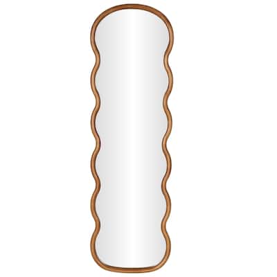 Wood Abstract Wavy Wall Mirror - Brown - Roche River Decor