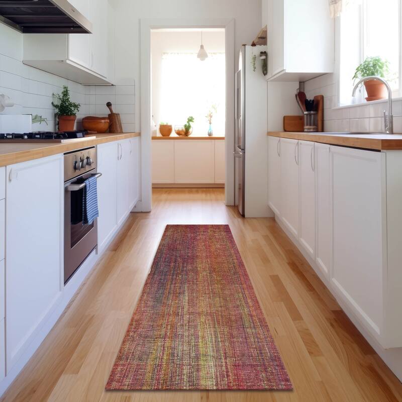 Premium Washable Super Soft Solid Abstract Mayfield Rug - Red - 2' 3" x 7' 6" - Runner