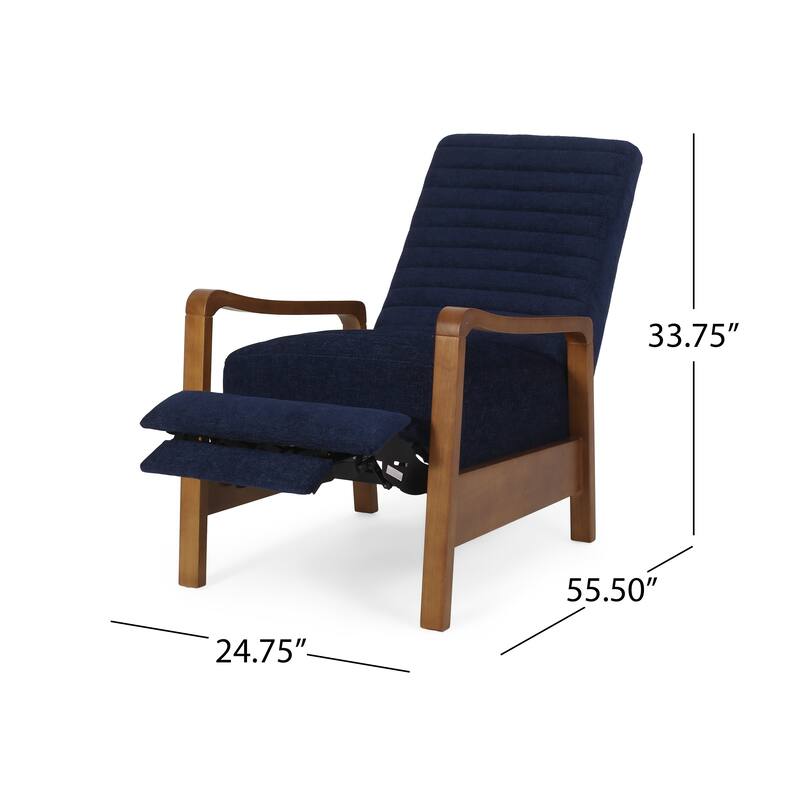 Fabric Wood Hand Manual Club Recliner Classic Overstuffed Single Recliner Sofa