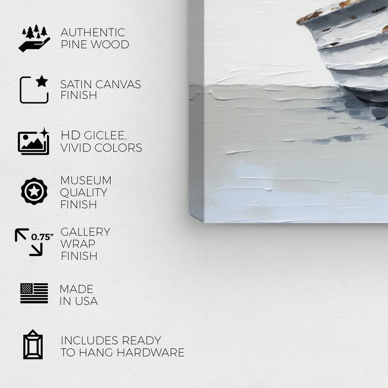 Wynwood Studio Canvas Nautical and Coastal Our Boat White and Antique White Rustic Wall Art Canvas Print