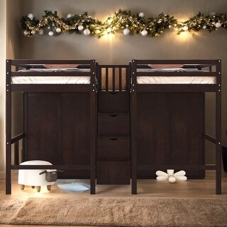 Double Twin Loft Beds with Wardrobes and Staircase - Bed Bath & Beyond ...