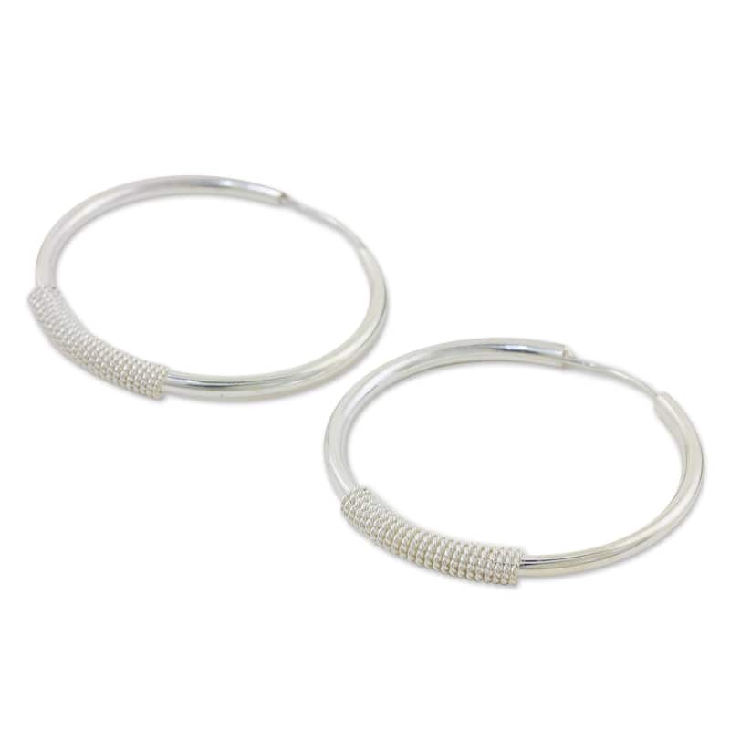 Novica Handmade Loop The Hoop Silver Hoop Earrings