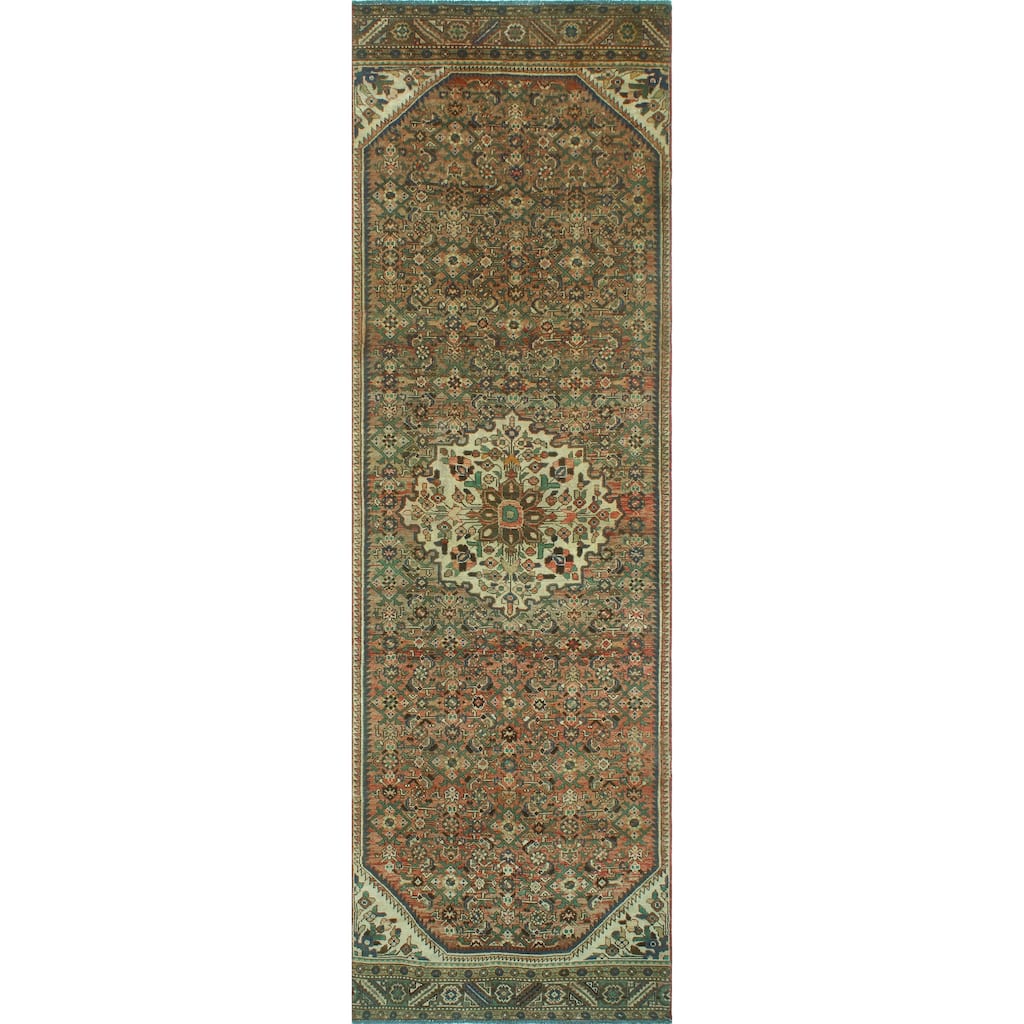 Fine Vintage Distressed Meryl Brown/Rust Runner - 3'6" x 11'1"