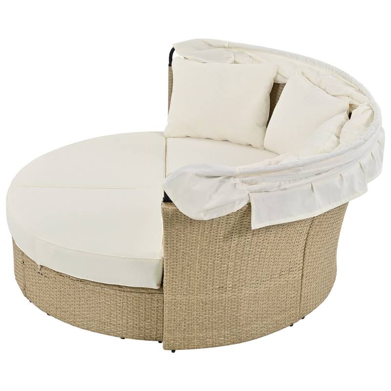 Outdoor Patio Daybed Wicker Rattan Double Daybed