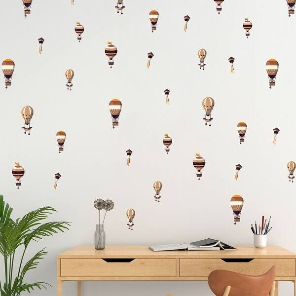 slide 2 of 7, Walplus Dusty Pink Hot Air Balloon Children Wall Sticker Nursery Decor