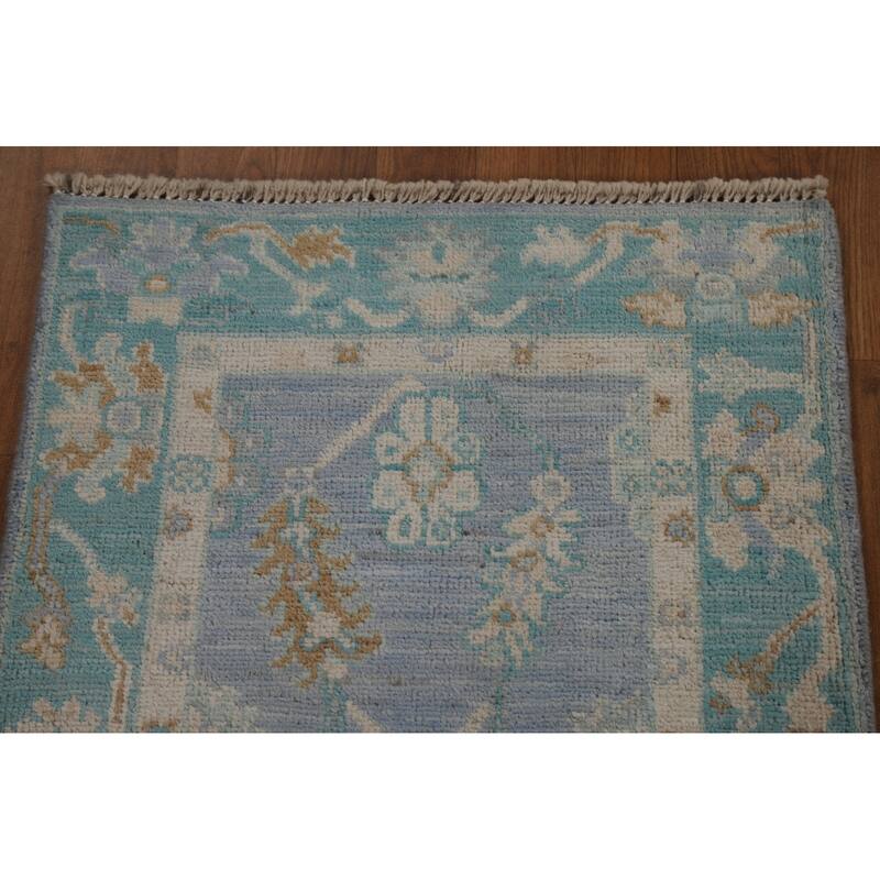 Geometric Oriental Oushak Turkish Rug Wool Hand-knotted Foyer Carpet - 2'0" x 3'11"