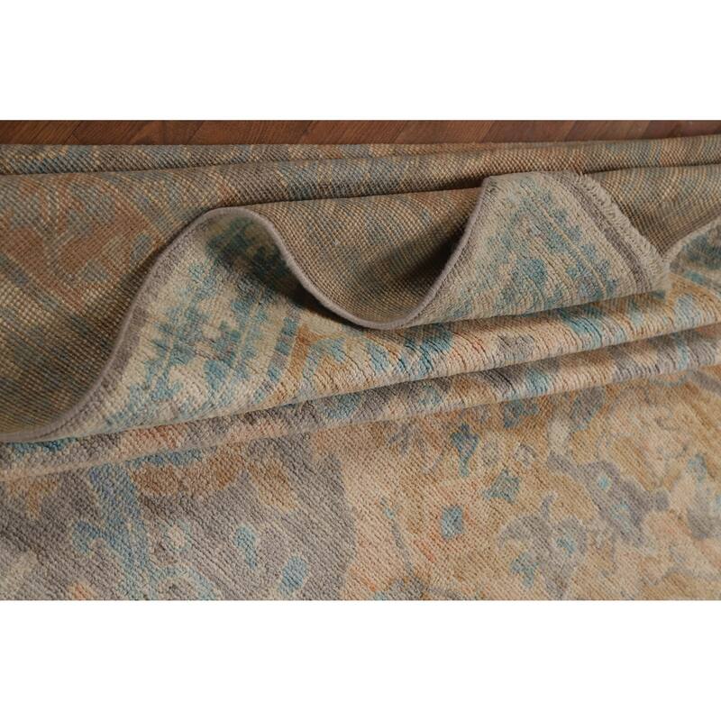 Hand Knotted Oriental 100% Wool Carpet Transitional Floral Greys & Charcoal Oushak Area Rug - 10' 0'' X 8' 0''