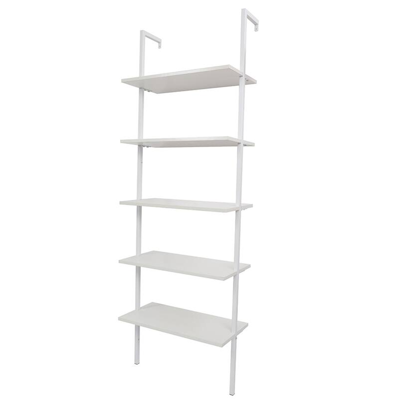 5-Shelf Wood Ladder Bookcase, 5-Tier Ladder Shelf Wood Shelves