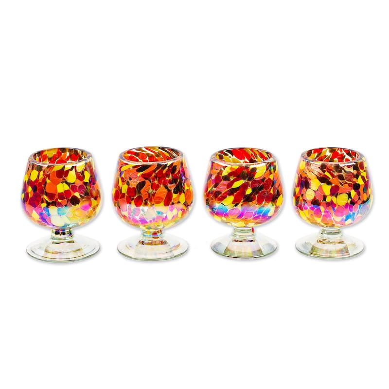 NOVICA Artisan Handblown Recycled Glass Snifters Multicolored Mexican