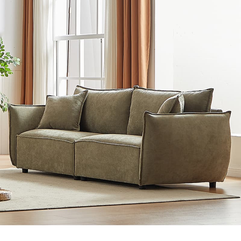 88-In Modern Living Room Sectional Sofa, Chenille Living Room Couch with Extra 2 Pillows-2 Seater Sofa