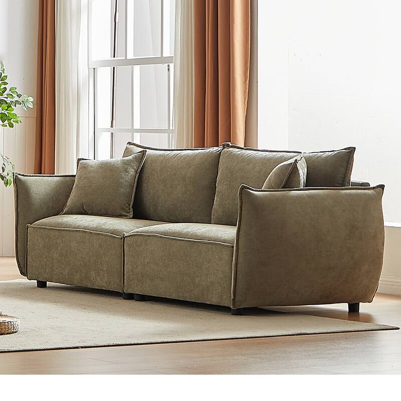 Convertible Chenille Sleeper Sofa Couch with Pillows, Modern Design for Living Rooms