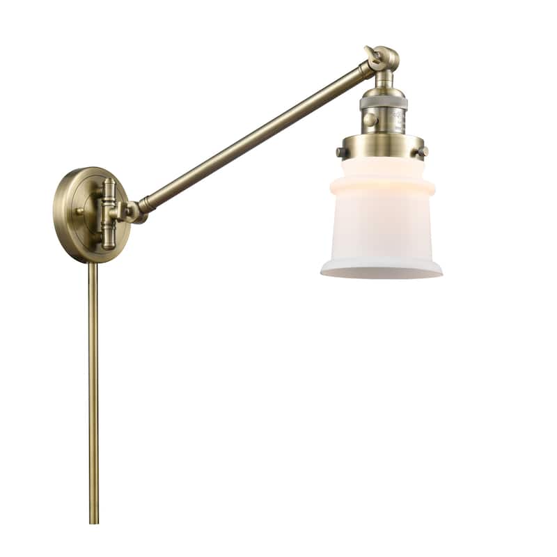 Innovations Lighting Small Canton Single Light 25" Tall Bathroom - Antique Brass / Matte White