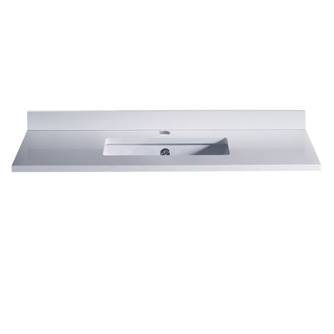 Fresca Oxford 36" Stone Deck Mounted Vanity Top with an - White