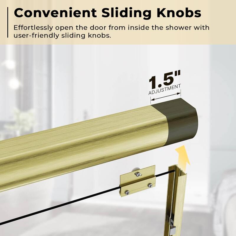 Elegant Double Sliding Shower Door 58.5-60 x 72" Width Cutting Guide Rail Adjustment Reversible installation