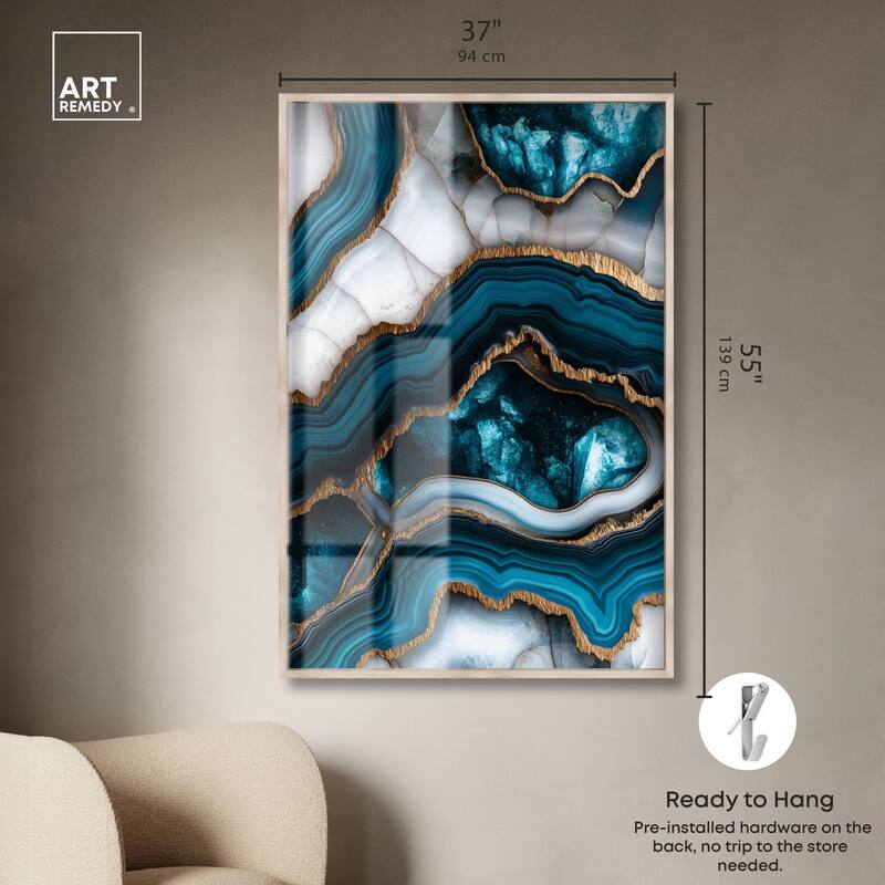 Teal Tectonic III Shadowbox by Art Remedy