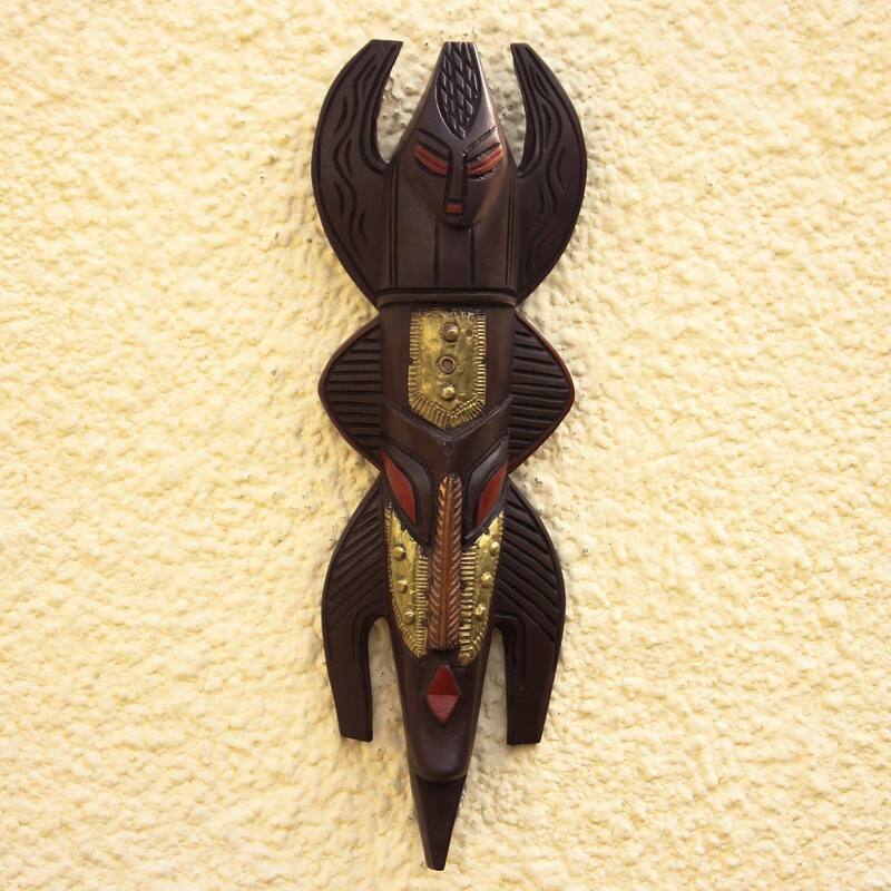 Handmade Clan Power Akan wood mask (Ghana)