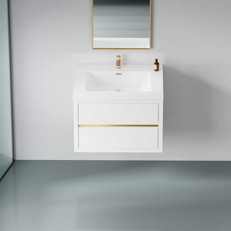 30" Wall-Mounted Bathroom Vanity with Sink