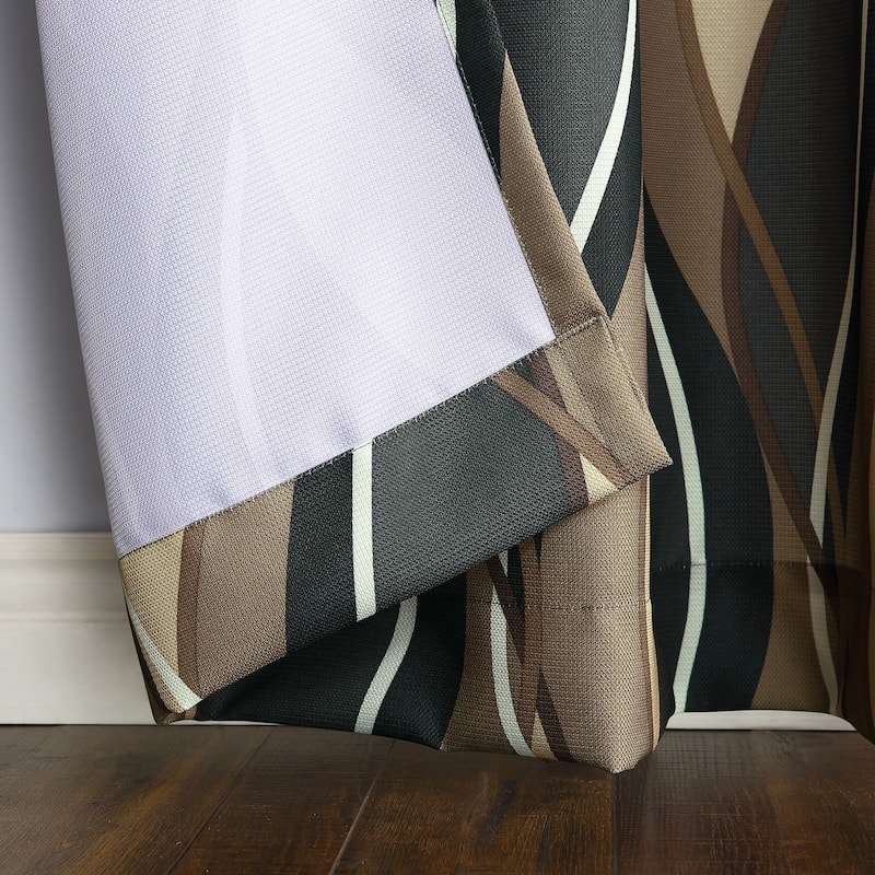 No. 918 Intersect Ogee Print Semi-Sheer Grommet 1-Piece Curtain Panel, Single Panel