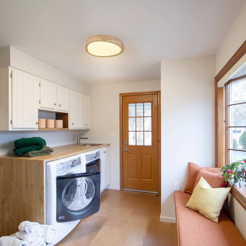 Integrated LED 5CCT Farmhouse Flush Mount Ceiling Light, 5 Color Temperature Selectable