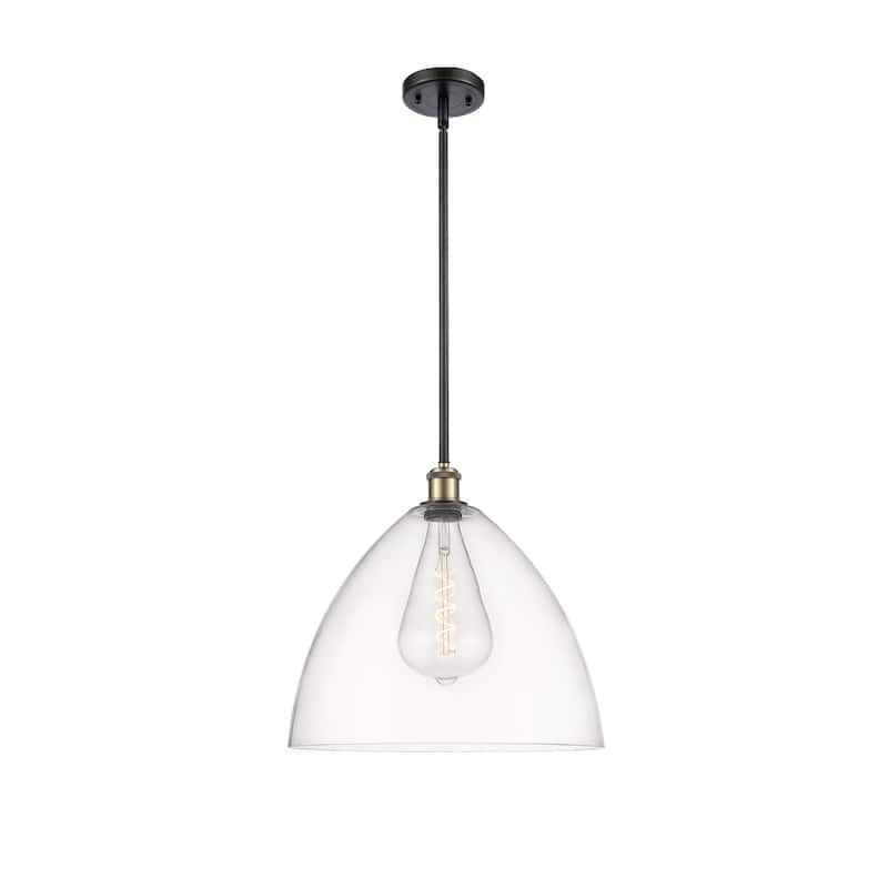 Innovations Lighting Bristol Glass 1 Light 16" Pendant - Clear/Black Antique Brass