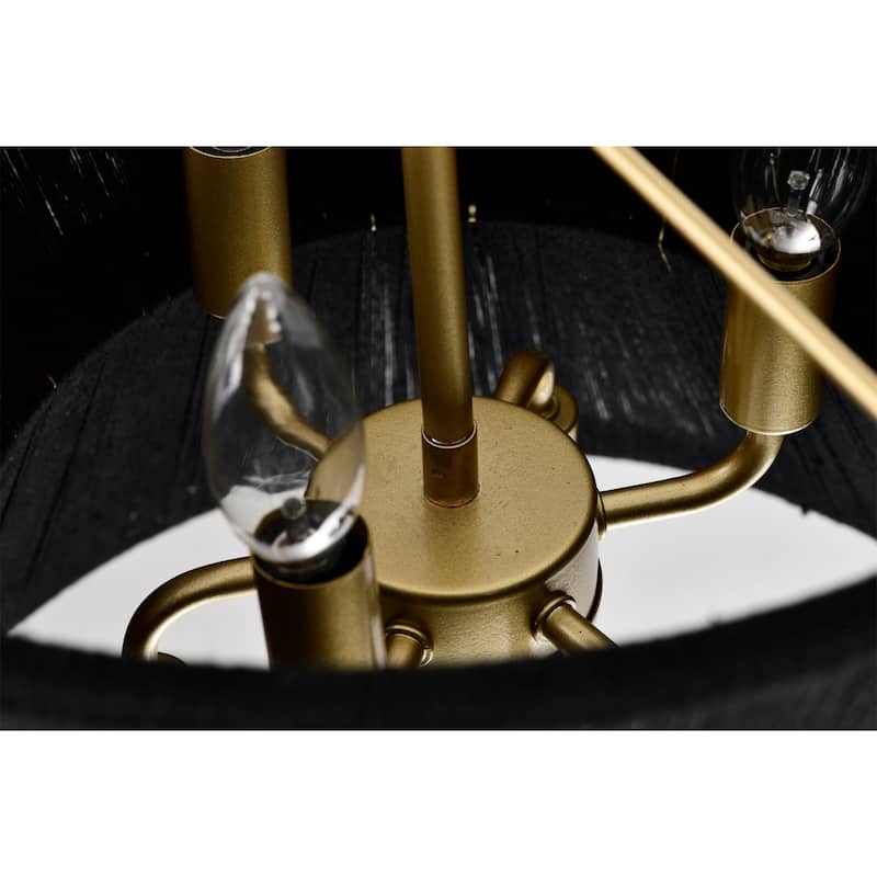 Abra 16 Ince Classic Black Rope Gold Pendant with 6 Light