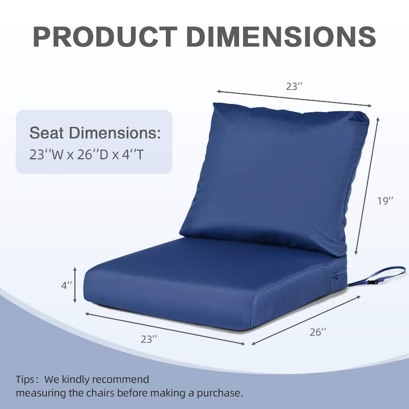 Aoodor Outdoor Chair Cushions Set, Water Resistant Deep Seat Cushions