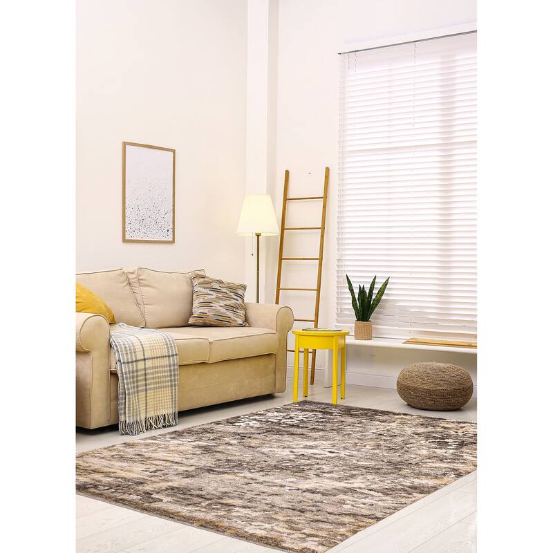 ECARPETGALLERY Hand-knotted Legacy Grey, Light Khaki Silk Rug - 5'8 x 7'9