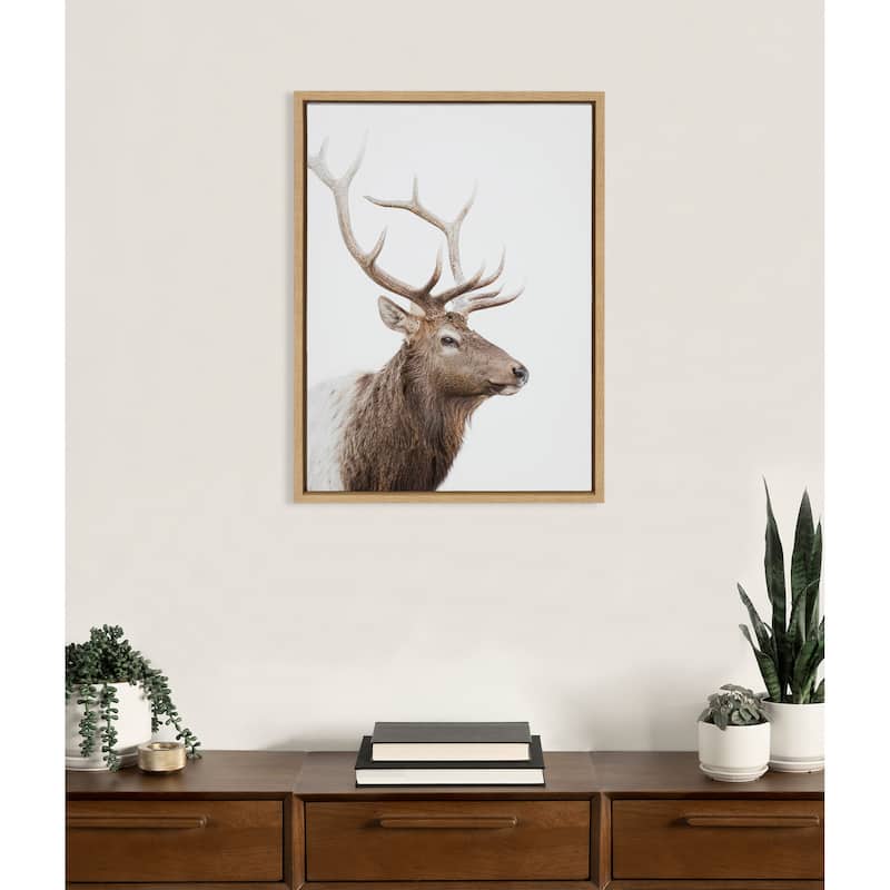 Kate and Laurel Sylvie Stag Profile Framed Canvas by Amy Peterson Art Studio