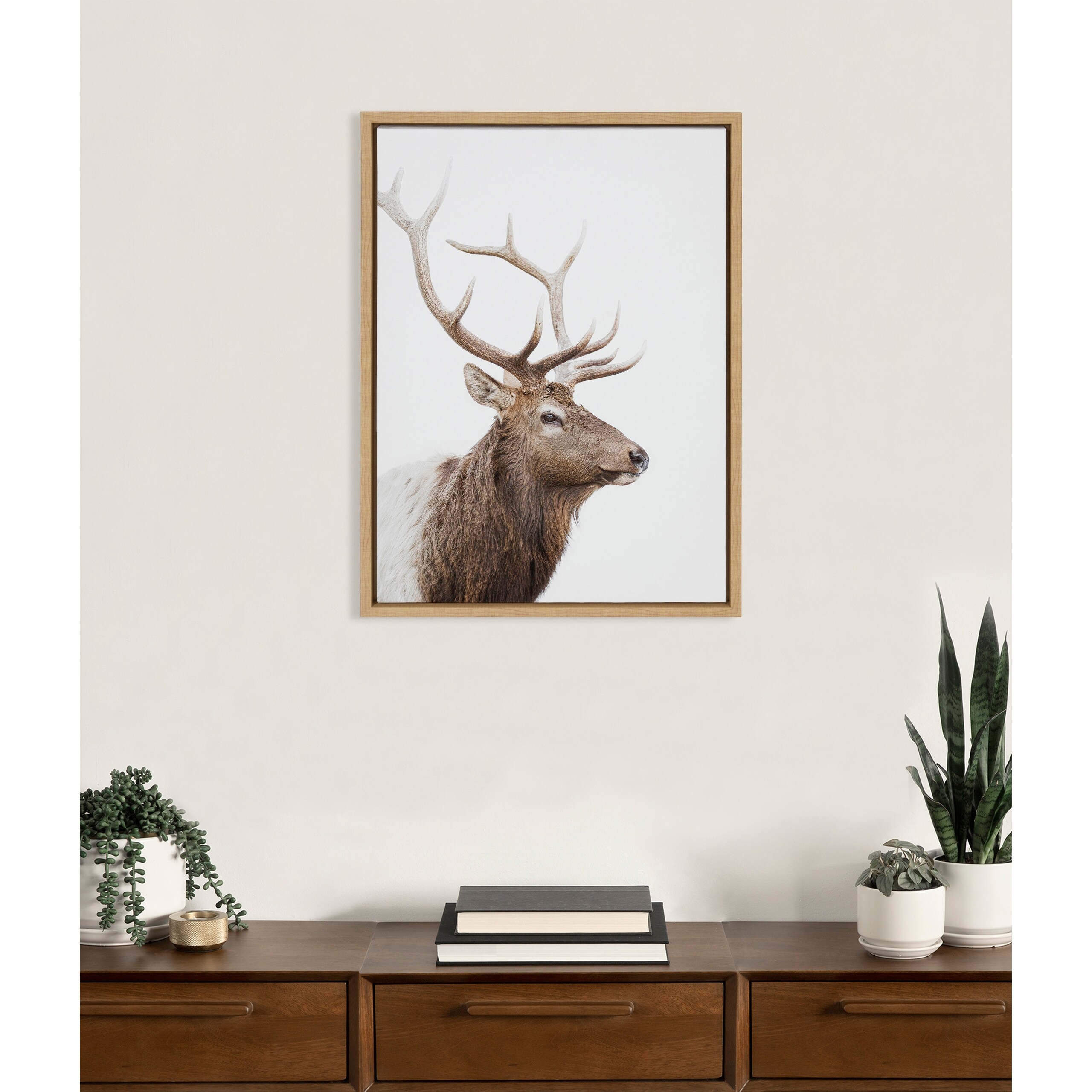 Kate and Laurel Sylvie Stag Profile Framed Canvas by Amy Peterson Art Studio