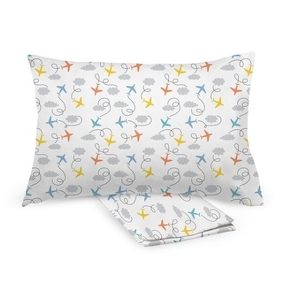 BreathableBaby Cotton Percale Pillowcase, For 13" x 18"/33 x 46 cm Toddler Pillow, Prints (2-Pack)