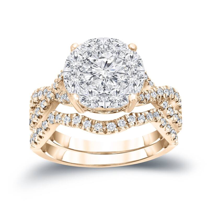 Auriya 1 1/5ctw Round Halo Diamond Engagement Ring 14k Gold - Yellow - 4