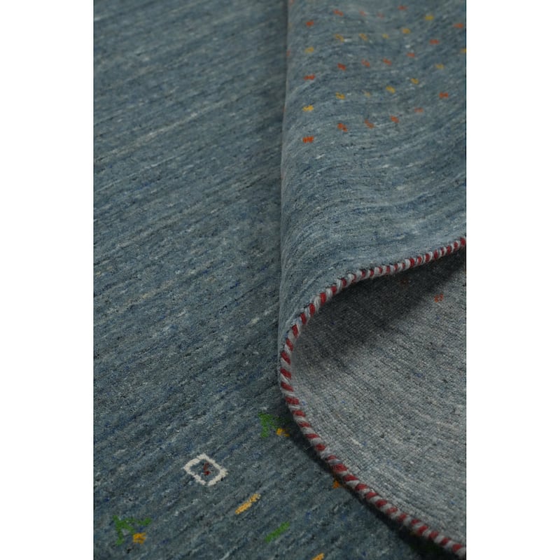 Hand Knotted Oriental 100% Wool Carpet Tribal Animal Pictorial Navy Blue & Blues Gabbeh Area Rug - 9' 10'' X 9' 11''