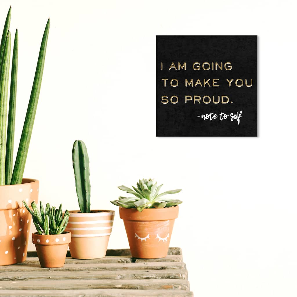 Wynwood Studio Canvas Fashion and Glam Make Myself Proud Black and Metallic Gold Glam Wall Art Canvas Print