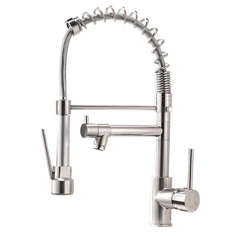 Commercial Kitchen Faucet with Pull Down Sprayer, Single Handle Single Lever Kitchen Sink Faucet