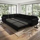 preview thumbnail 92 of 109, Homy Casa Chenille Sleeper Sectional Sofa with Pull-Out Bed 6 Black - Reversible